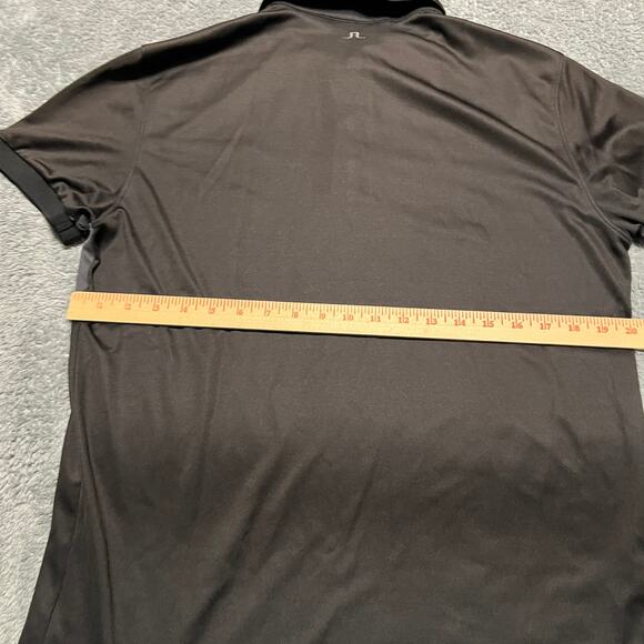 J.Lindeberg Polo Shirt Mens Medium Ace Regular Fit TX Jacquard Black Gray Golf - Picture 5 of 8